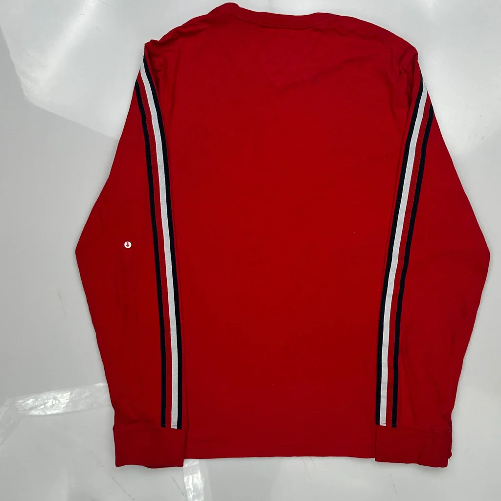 Tommy Hilfiger Spellout Long Sleeve T-Shirt - Medium Red Cotton - Image 4