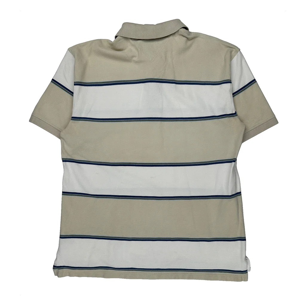 Tommy Hilfiger Striped Polo Shirt - XL Beige Cotton - Image 2