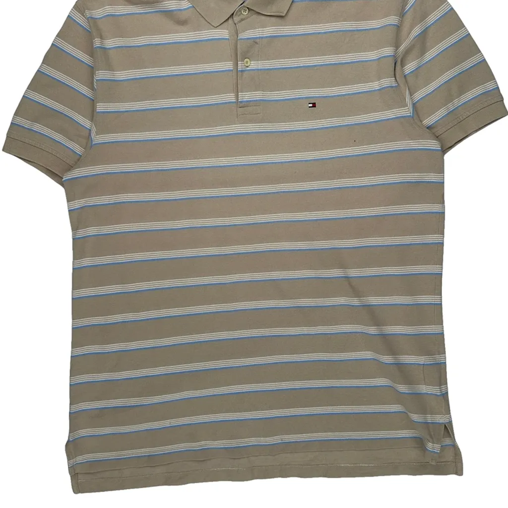 Tommy Hilfiger Striped Polo Shirt - XL Beige Cotton - Image 4