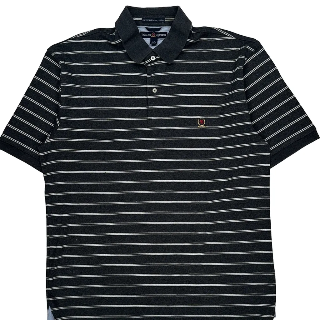 Tommy Hilfiger Striped Polo Shirt - Large Black Cotton - Image 4