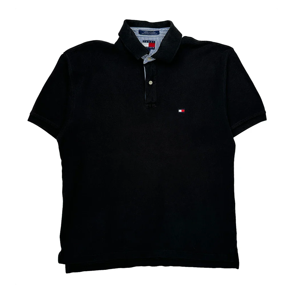 Tommy Hilfiger Polo Shirt - Large Black Cotton