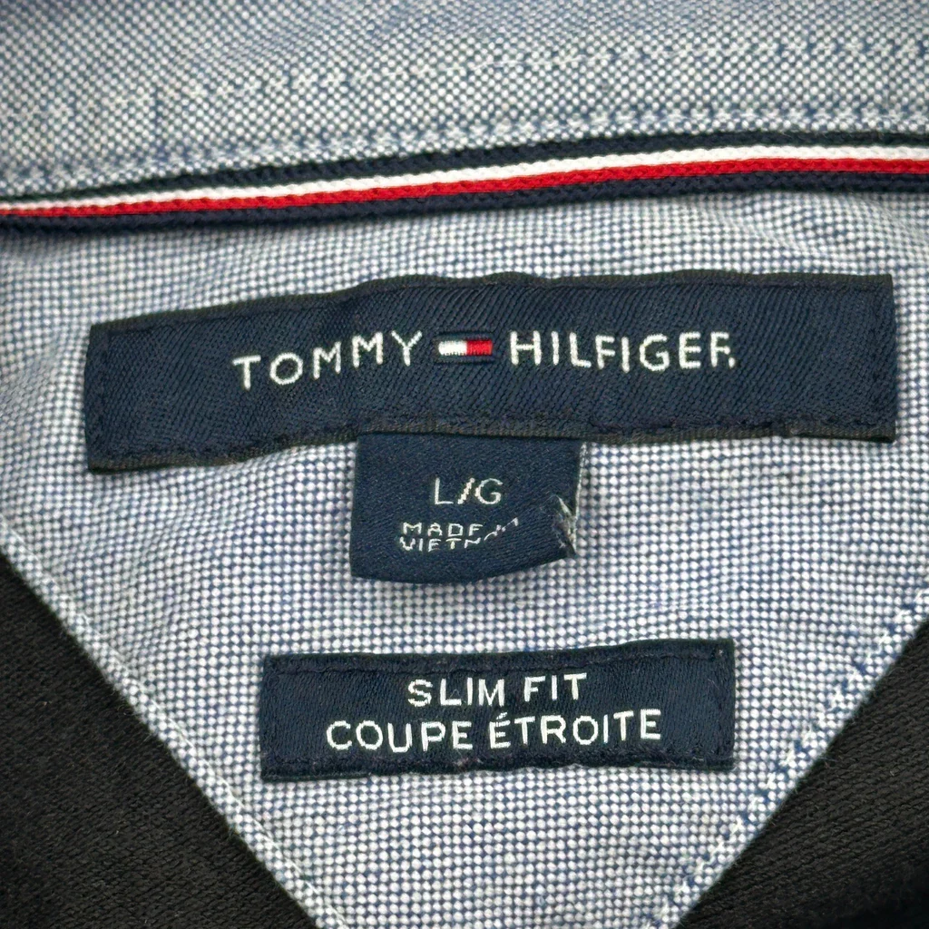 Tommy Hilfiger Slim Fit Polo Shirt - Large Black Cotton - Image 3