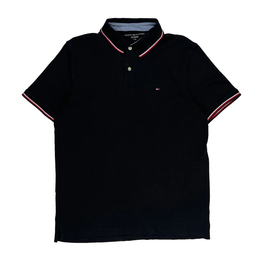 Tommy Hilfiger Polo Shirt - Large Black Cotton