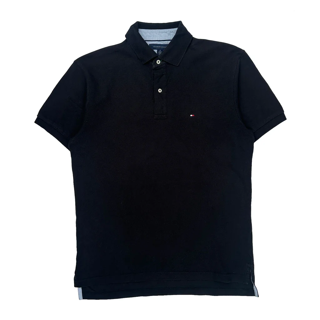 Tommy Hilfiger Polo Shirt - Medium Black Cotton