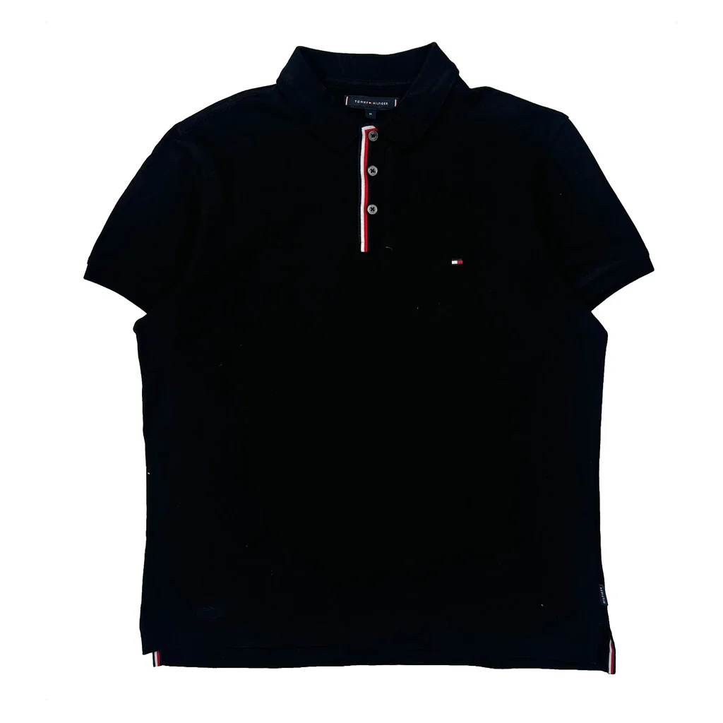 Tommy Hilfiger Polo Shirt - Medium Black Cotton