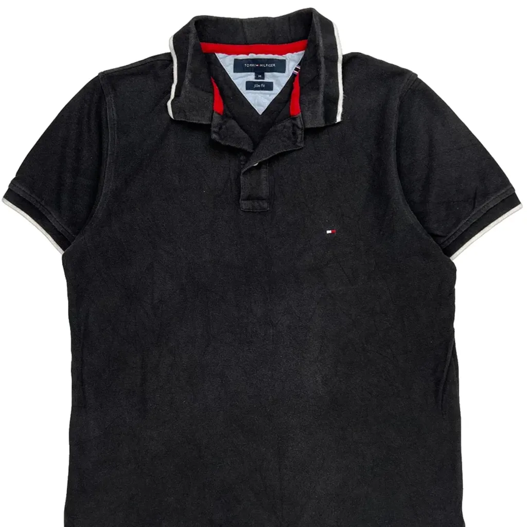 Tommy Hilfiger Slim Fit Polo Shirt - Medium Black Cotton - Image 4