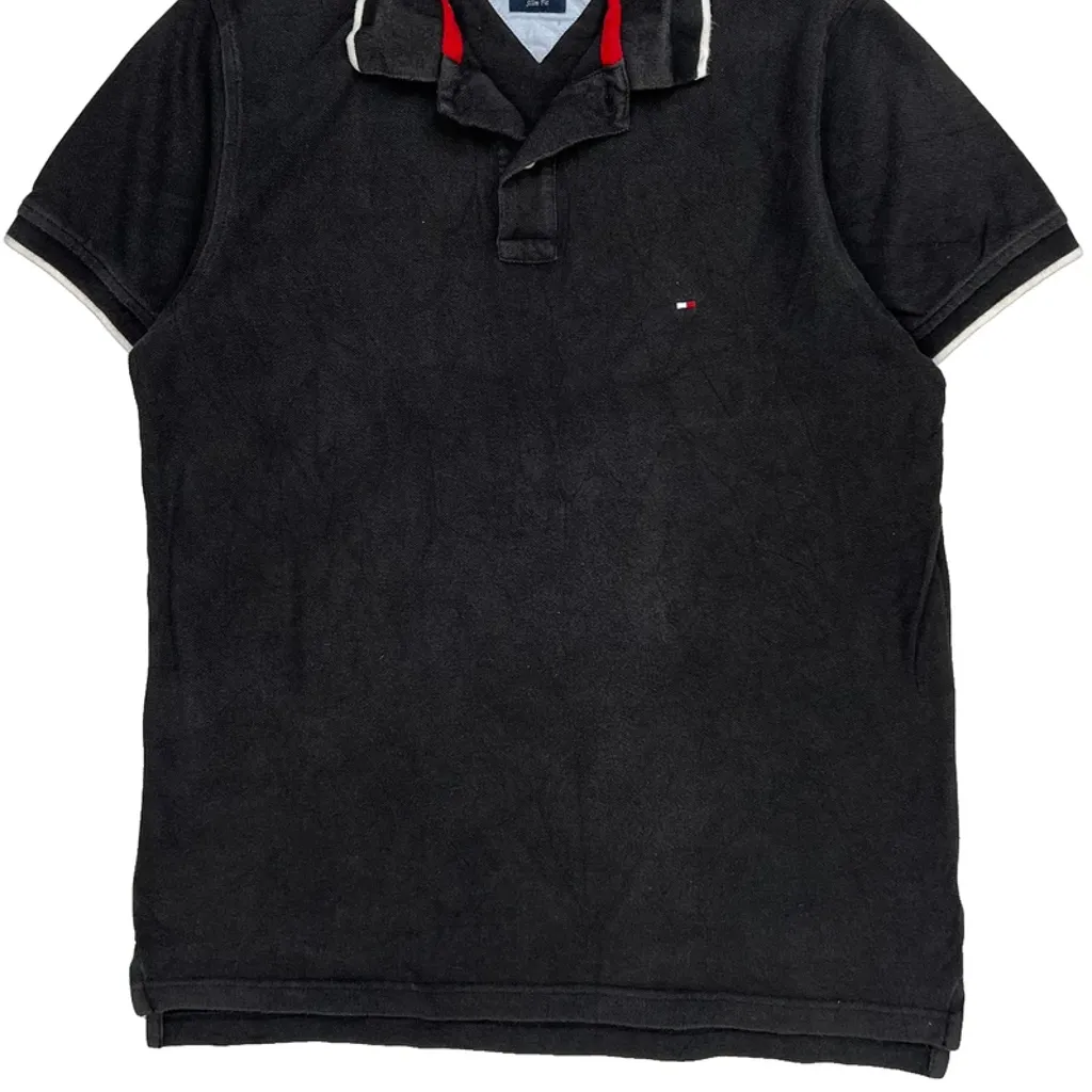 Tommy Hilfiger Slim Fit Polo Shirt - Medium Black Cotton - Image 5