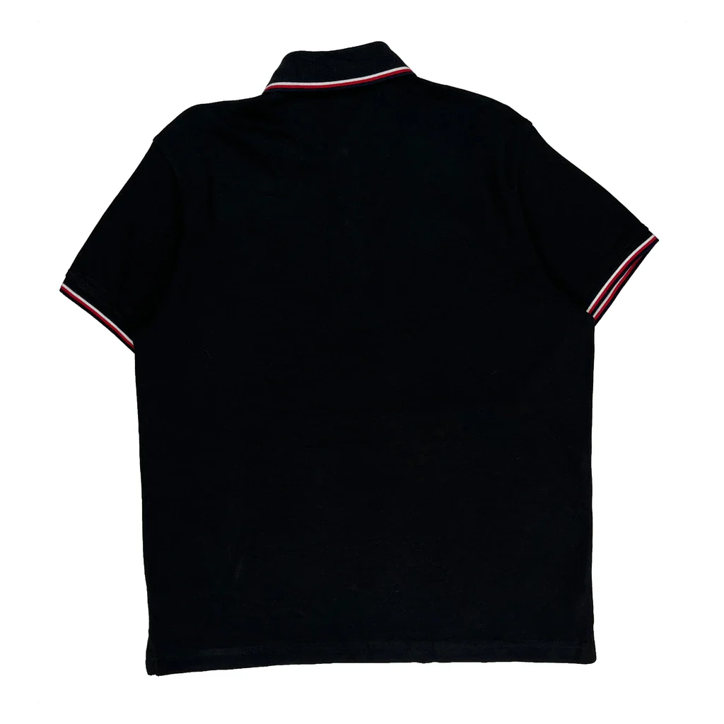 Tommy Hilfiger Striped Polo Shirt - Medium Black Cotton - Image 2