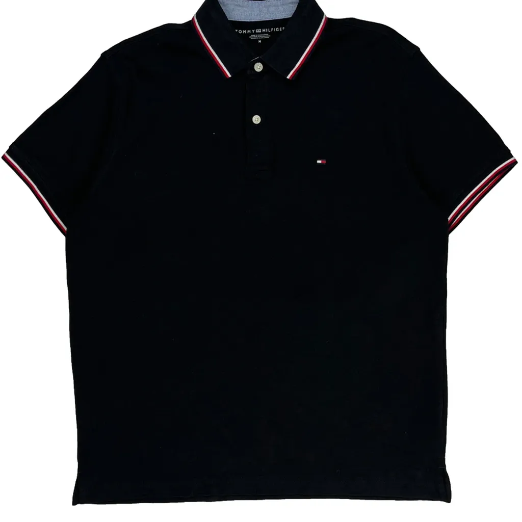 Tommy Hilfiger Striped Polo Shirt - Medium Black Cotton - Image 4