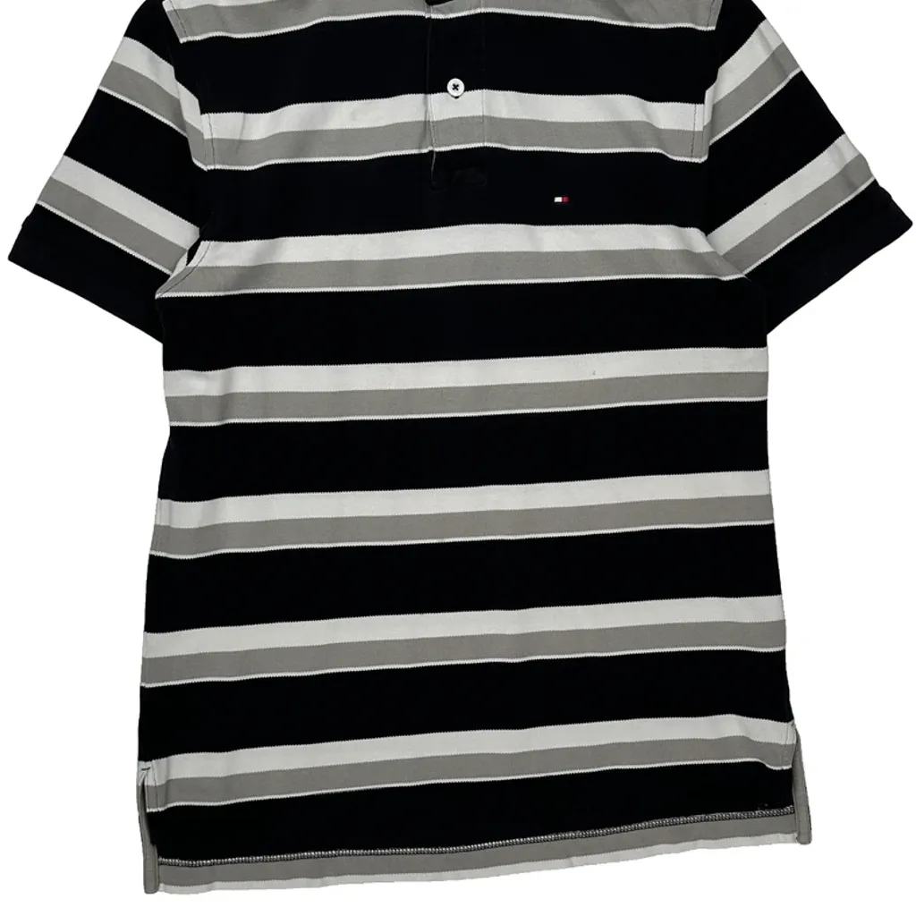 Tommy Hilfiger Striped Polo Shirt - Small Black Cotton - Image 4