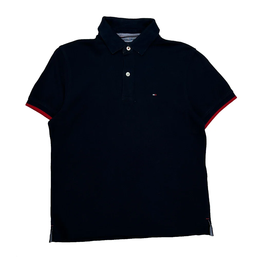 Tommy Hilfiger Polo Shirt - Small Black Cotton