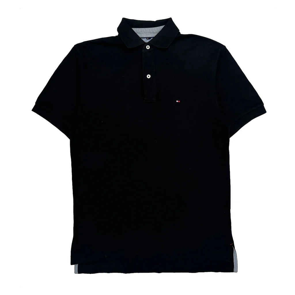 Tommy Hilfiger Polo Shirt - Small Black Cotton