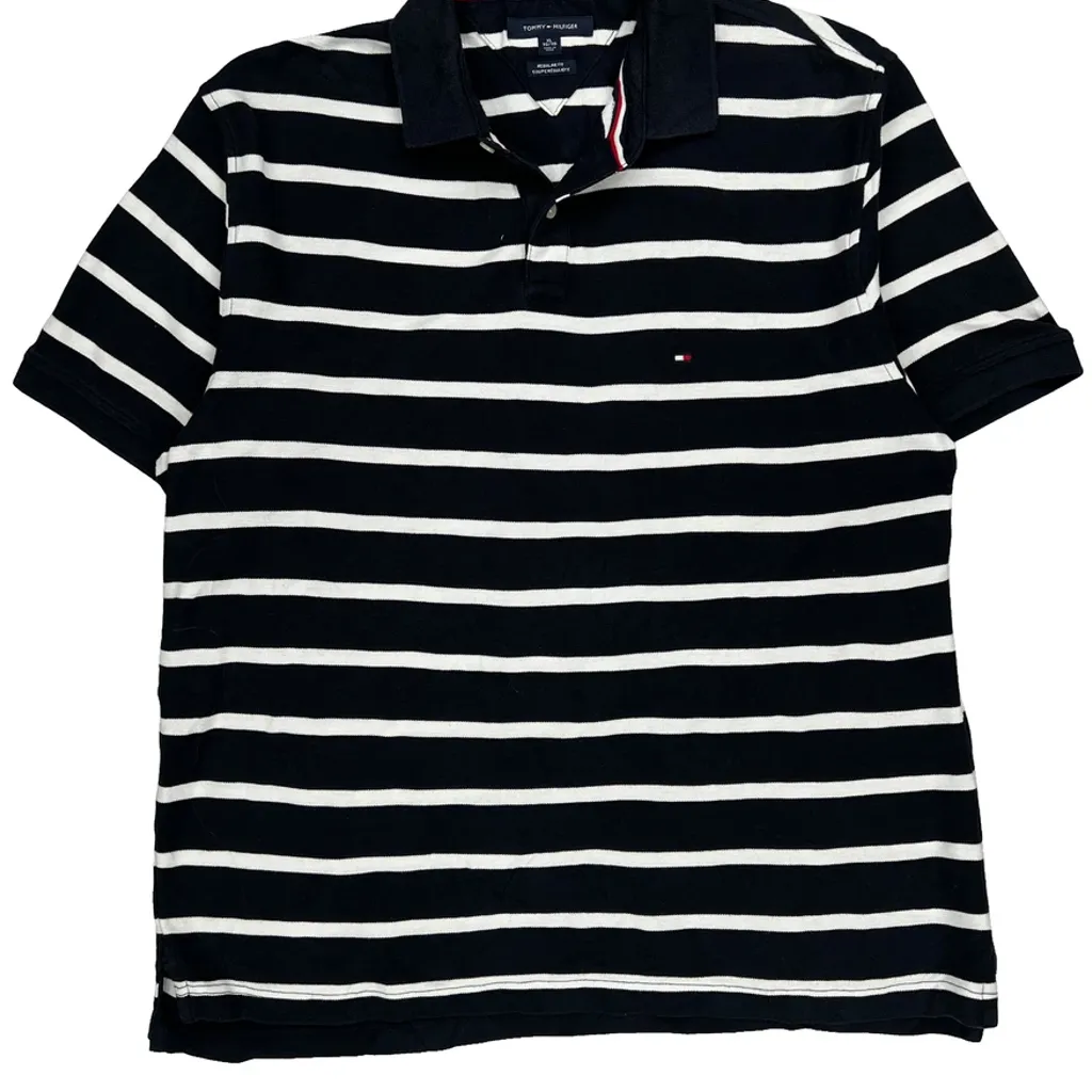 Tommy Hilfiger Striped Polo Shirt - XL Black Cotton - Image 4