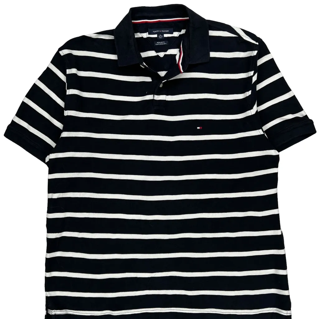 Tommy Hilfiger Striped Polo Shirt - XL Black Cotton - Image 5