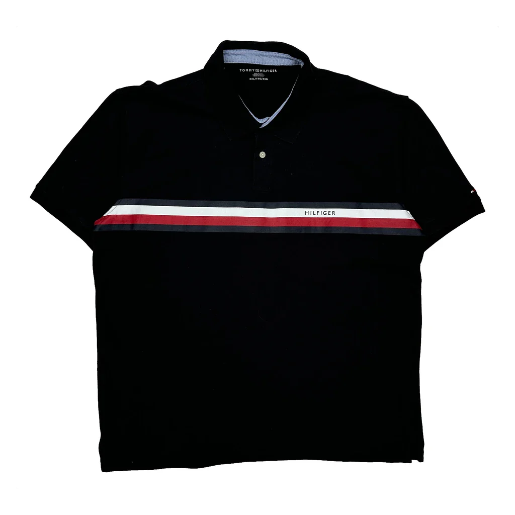 Tommy Hilfiger Striped Polo Shirt - 2XL Black Cotton