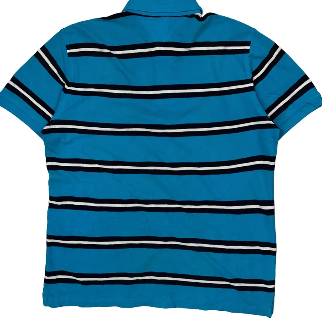 Tommy Hilfiger Striped Polo Shirt - Large Blue Cotton - Image 7