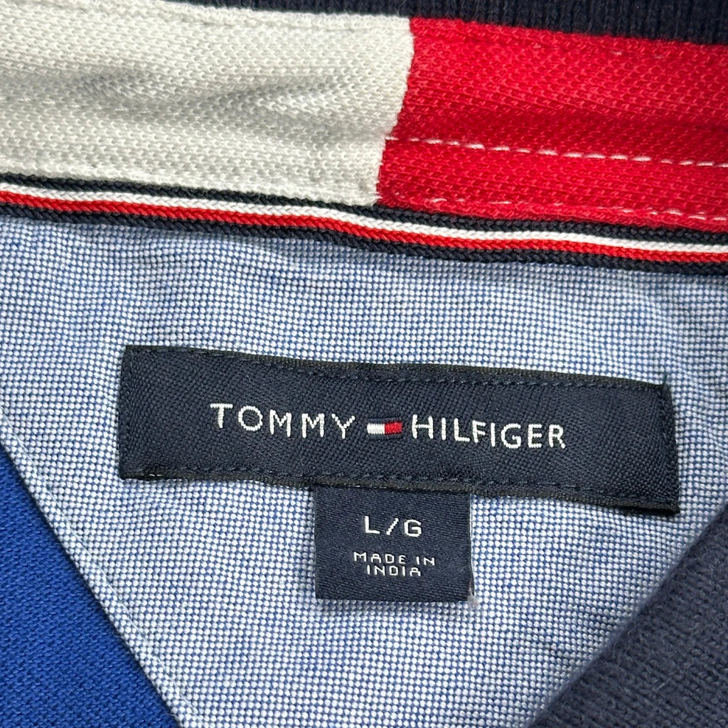 Tommy Hilfiger Striped Polo Shirt - Large Blue Cotton - Image 3