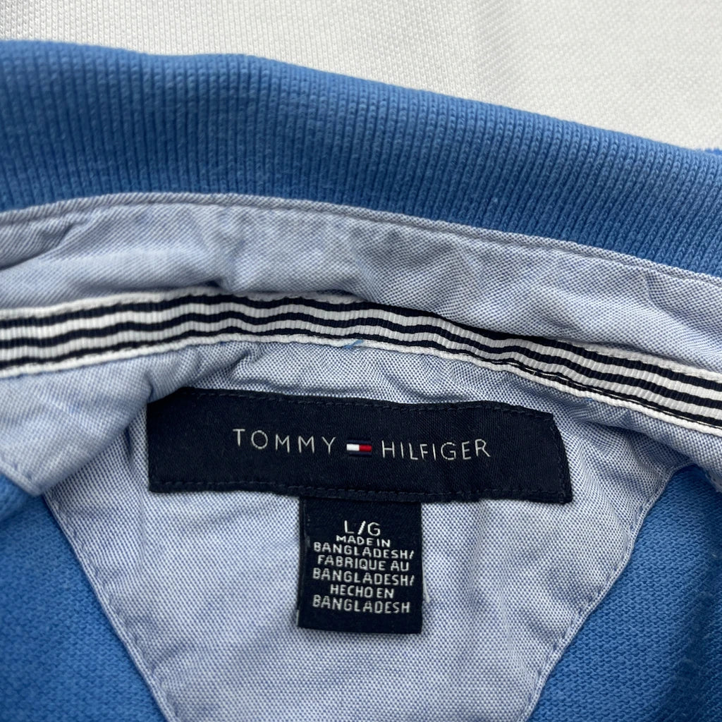 Tommy Hilfiger Striped Polo Shirt - Large Blue Cotton - Image 3