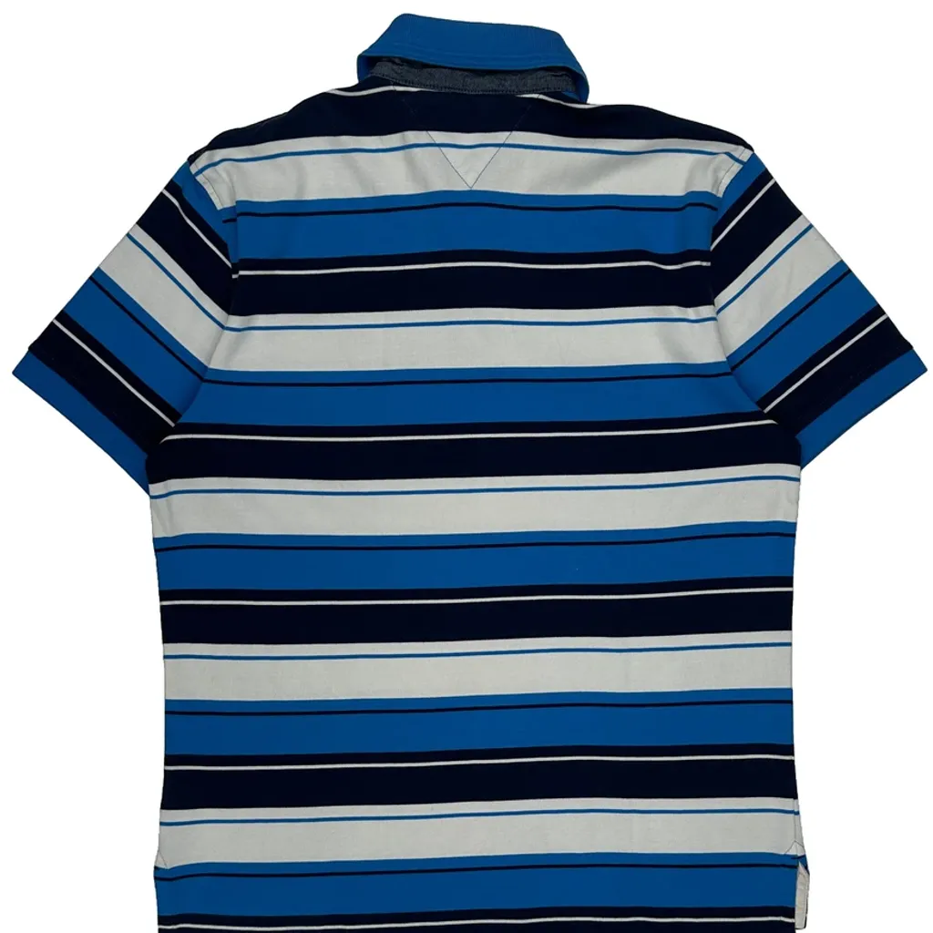 Tommy Hilfiger Striped Polo Shirt - Medium Blue Cotton - Image 6
