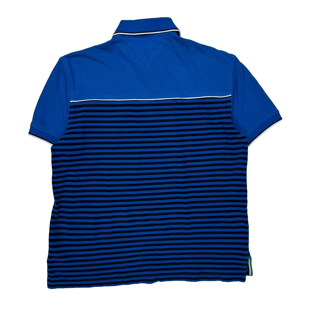 Tommy Hilfiger Striped Polo Shirt - Medium Blue Cotton - Image 2