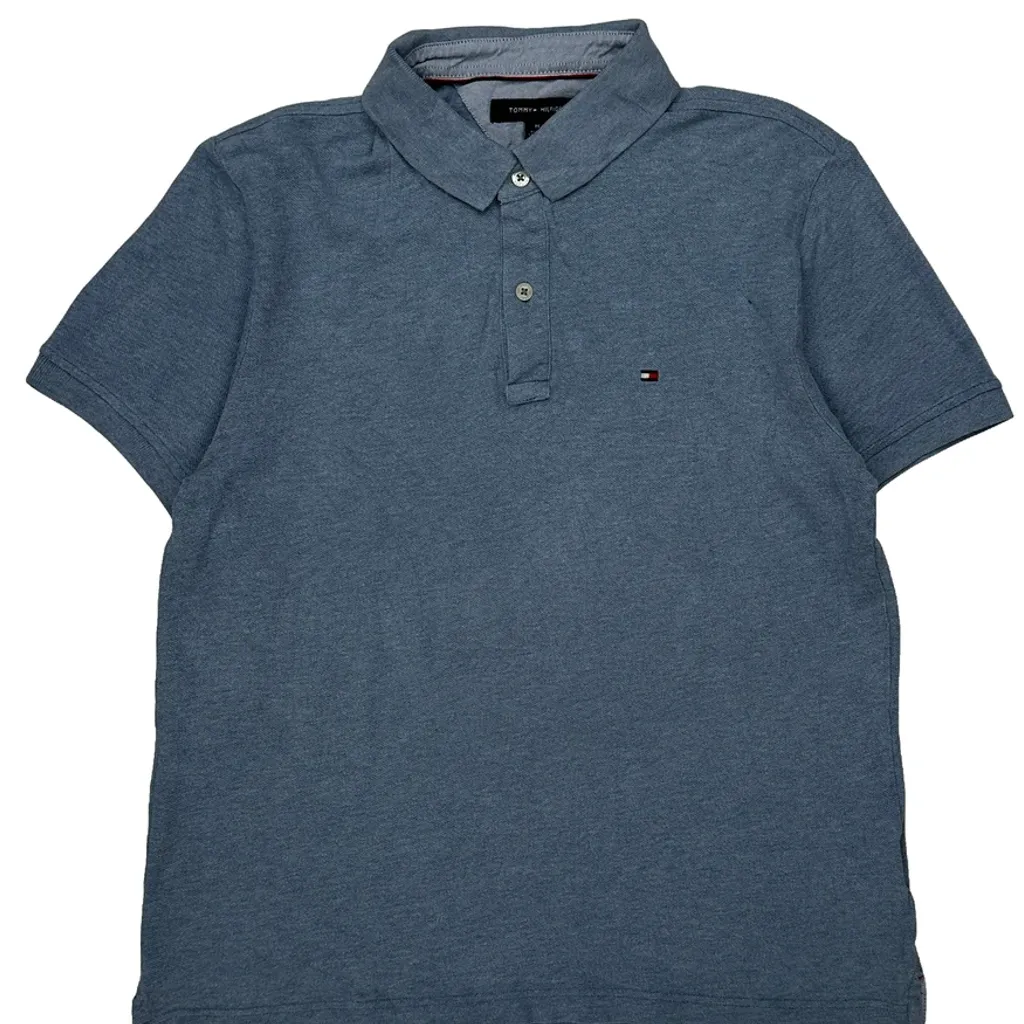 Tommy Hilfiger Polo Shirt - Medium Blue Cotton - Image 4