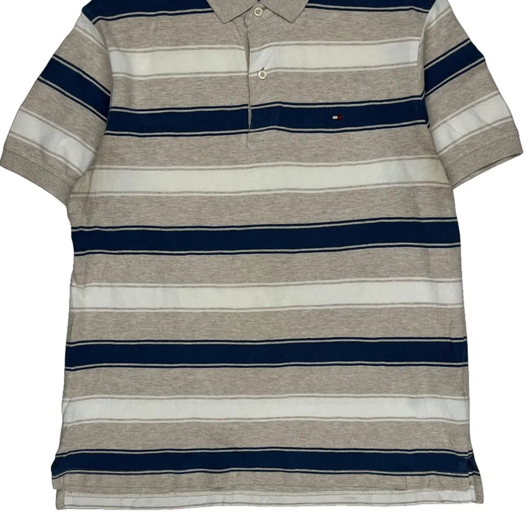 Tommy Hilfiger Striped Polo Shirt - Medium Blue Cotton - Image 5