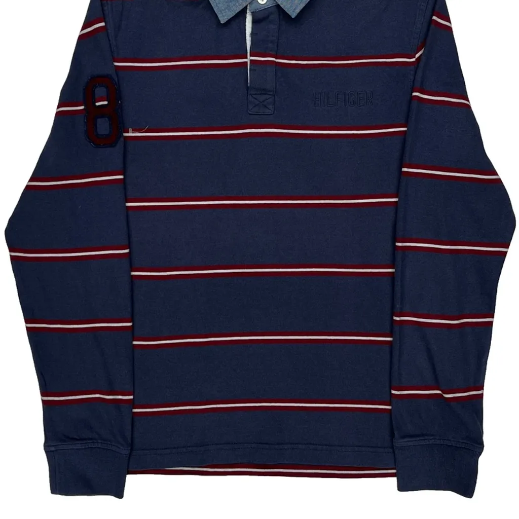Tommy Hilfiger Striped Polo Shirt - Medium Blue Cotton - Image 5