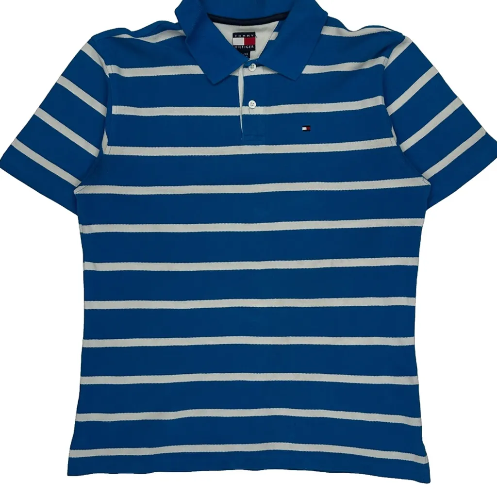 Tommy Hilfiger Striped Polo Shirt - XL Blue Cotton - Image 5