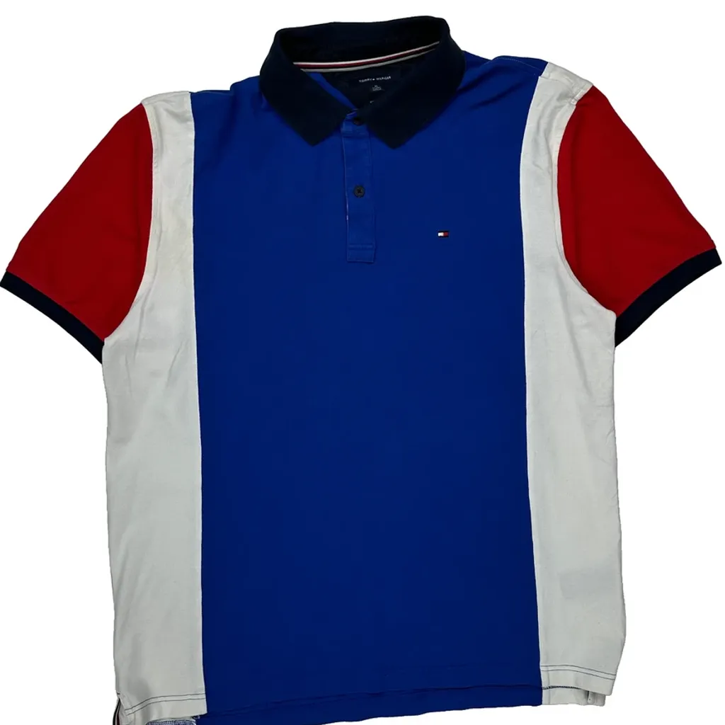 Tommy Hilfiger Striped Polo Shirt - XL Blue Cotton - Image 5