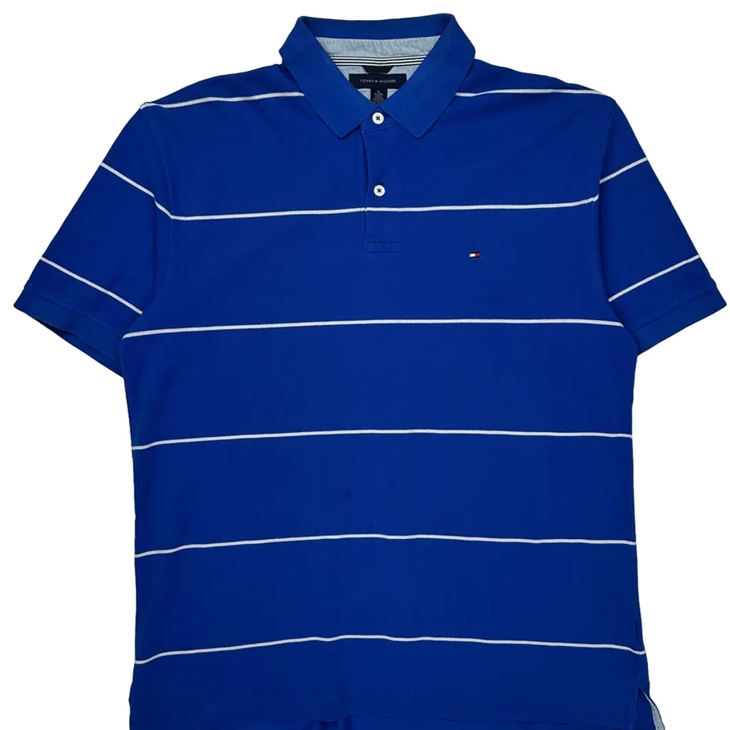 Tommy Hilfiger Striped Polo Shirt - XL Blue Cotton - Image 5