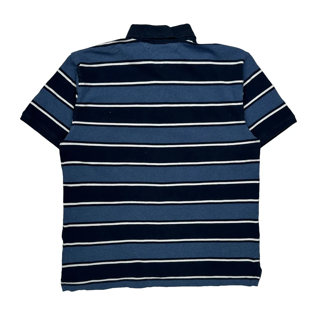 Tommy Hilfiger Striped Polo Shirt - XL Blue Cotton - Image 2