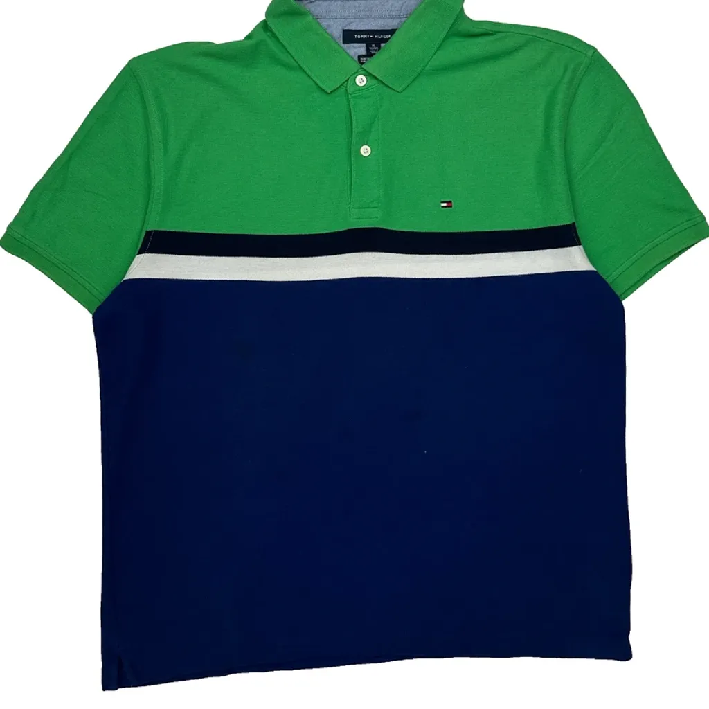Tommy Hilfiger Striped Polo Shirt - XL Blue Cotton - Image 4