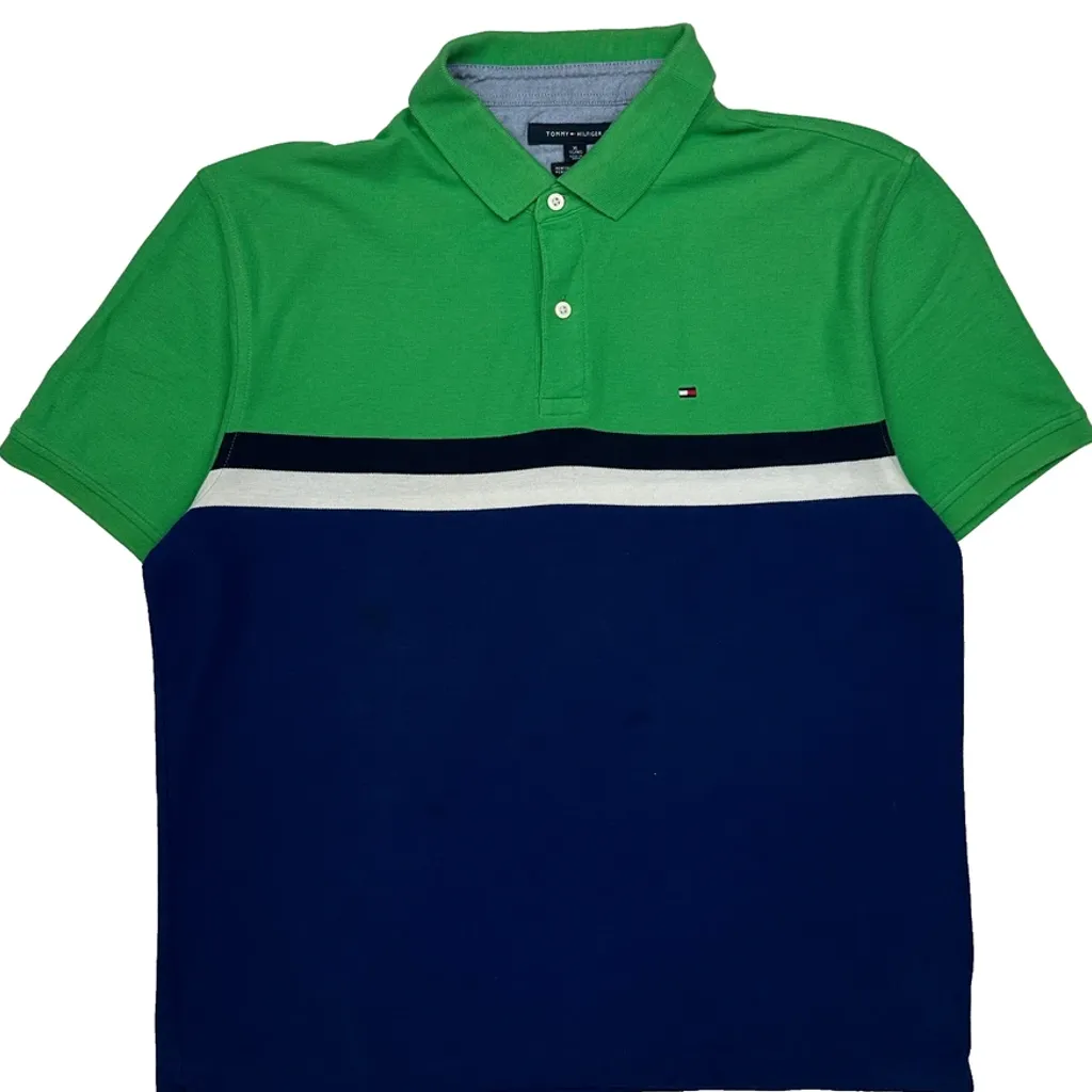 Tommy Hilfiger Striped Polo Shirt - XL Blue Cotton - Image 5