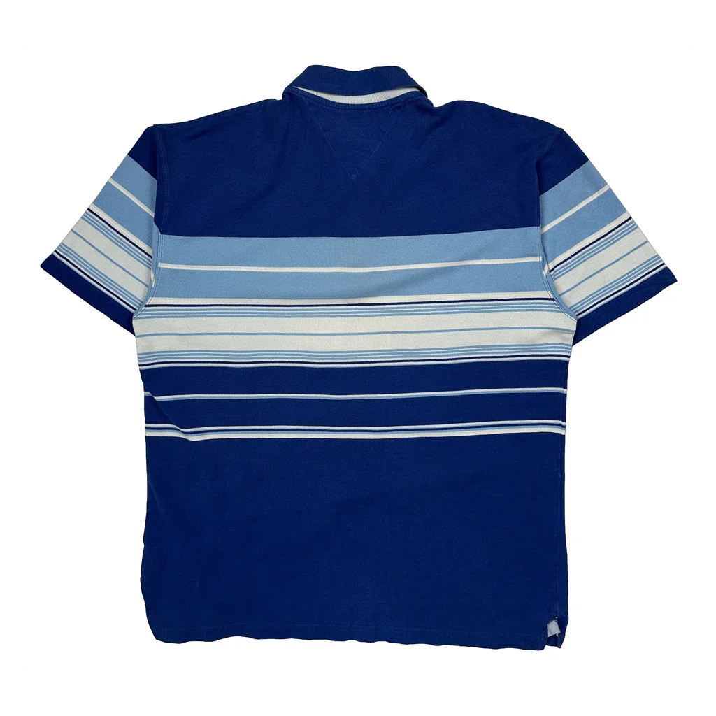 Tommy Hilfiger Striped Polo Shirt - XL Blue Cotton - Image 2