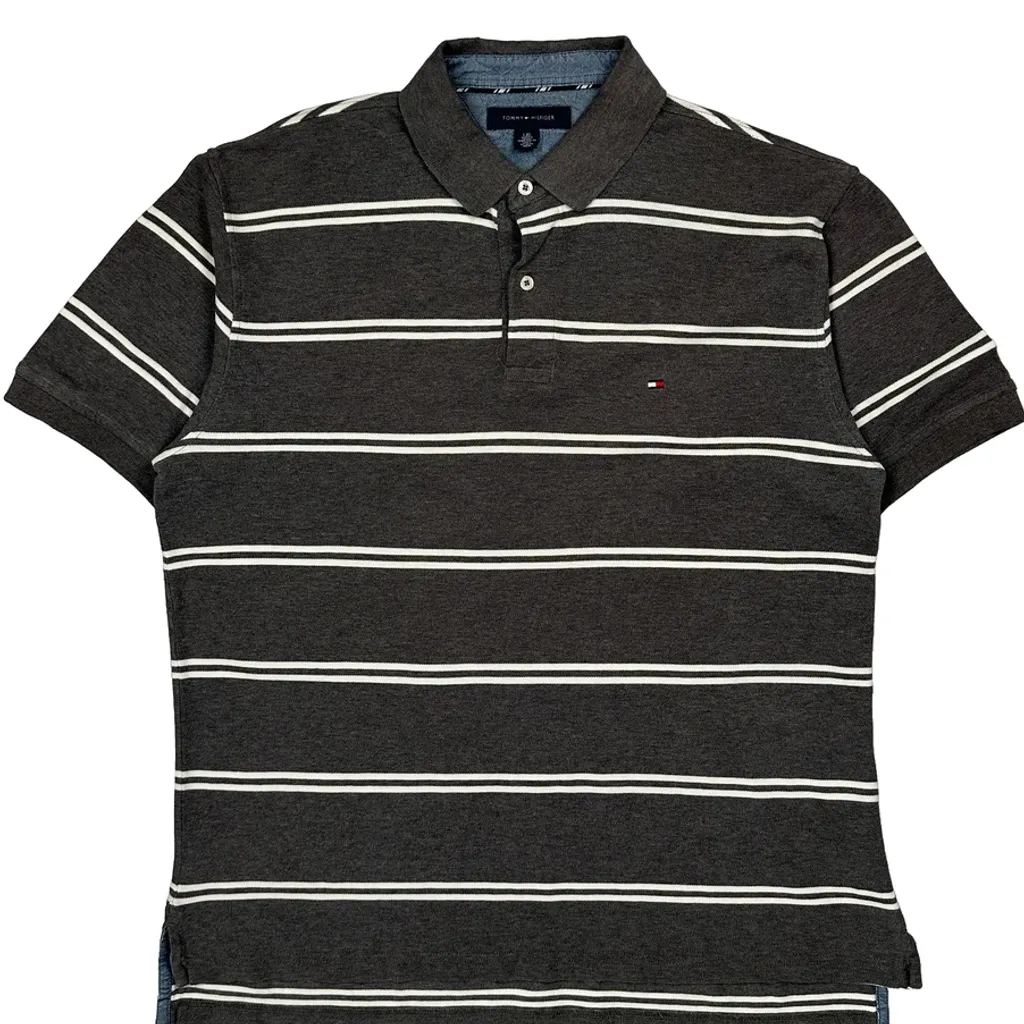 Tommy Hilfiger Striped Polo Shirt - Large Brown Cotton - Image 4