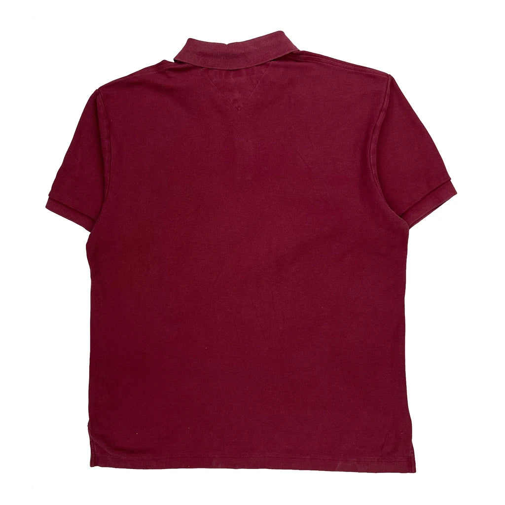 Tommy Hilfiger Polo Shirt - Large Burgundy Cotton - Image 2