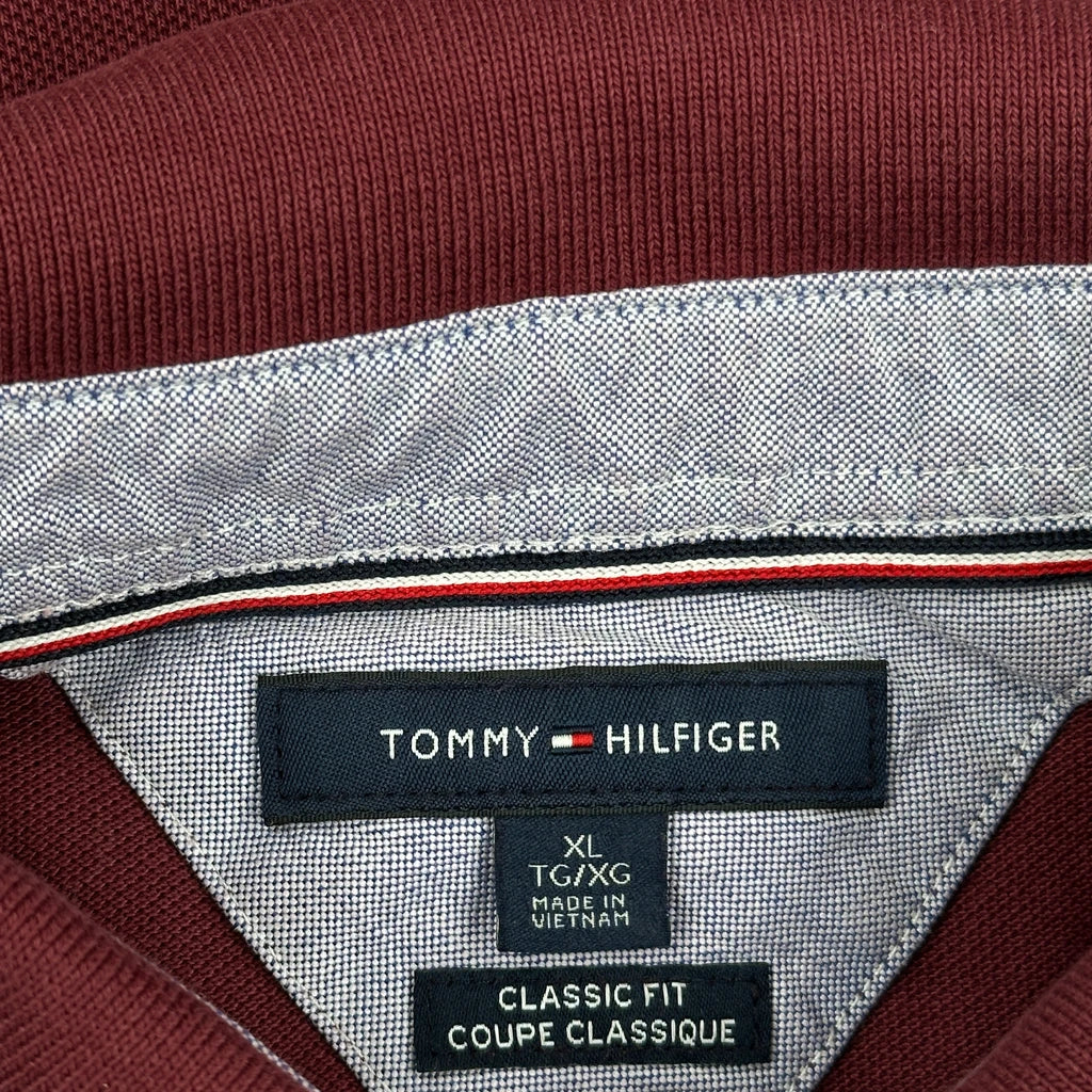 Tommy Hilfiger Polo Shirt - XL Burgundy Cotton - Image 3