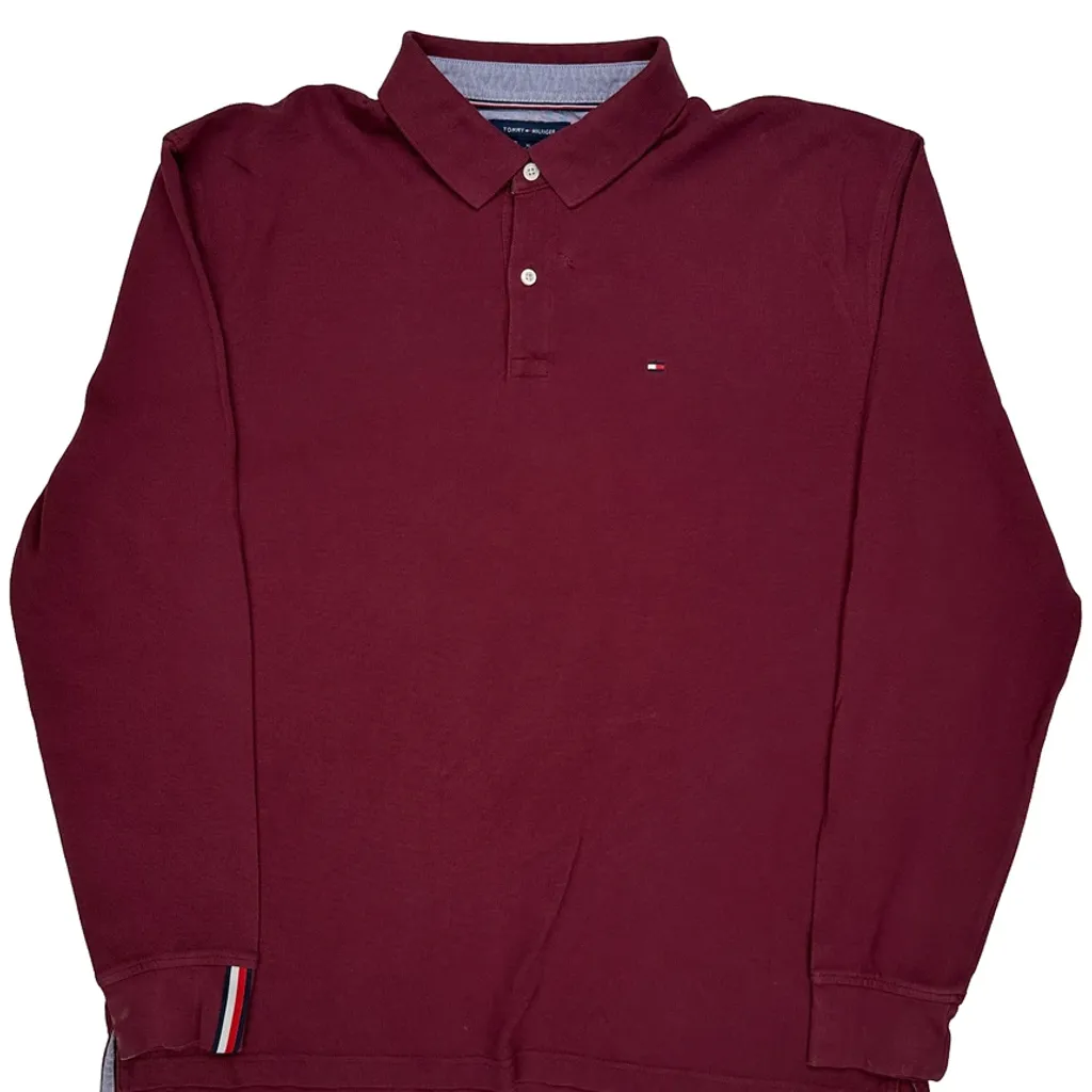 Tommy Hilfiger Polo Shirt - XL Burgundy Cotton - Image 5