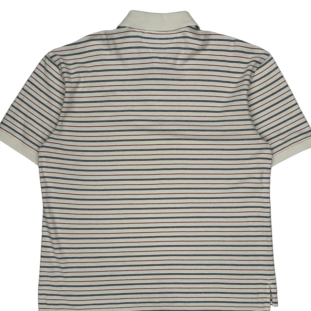 Tommy Hilfiger Striped Polo Shirt - Large Cream Cotton - Image 7