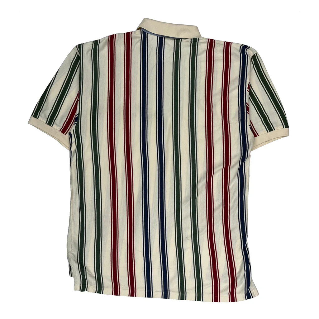 Tommy Hilfiger Striped Polo Shirt - Large Cream Cotton - Image 2