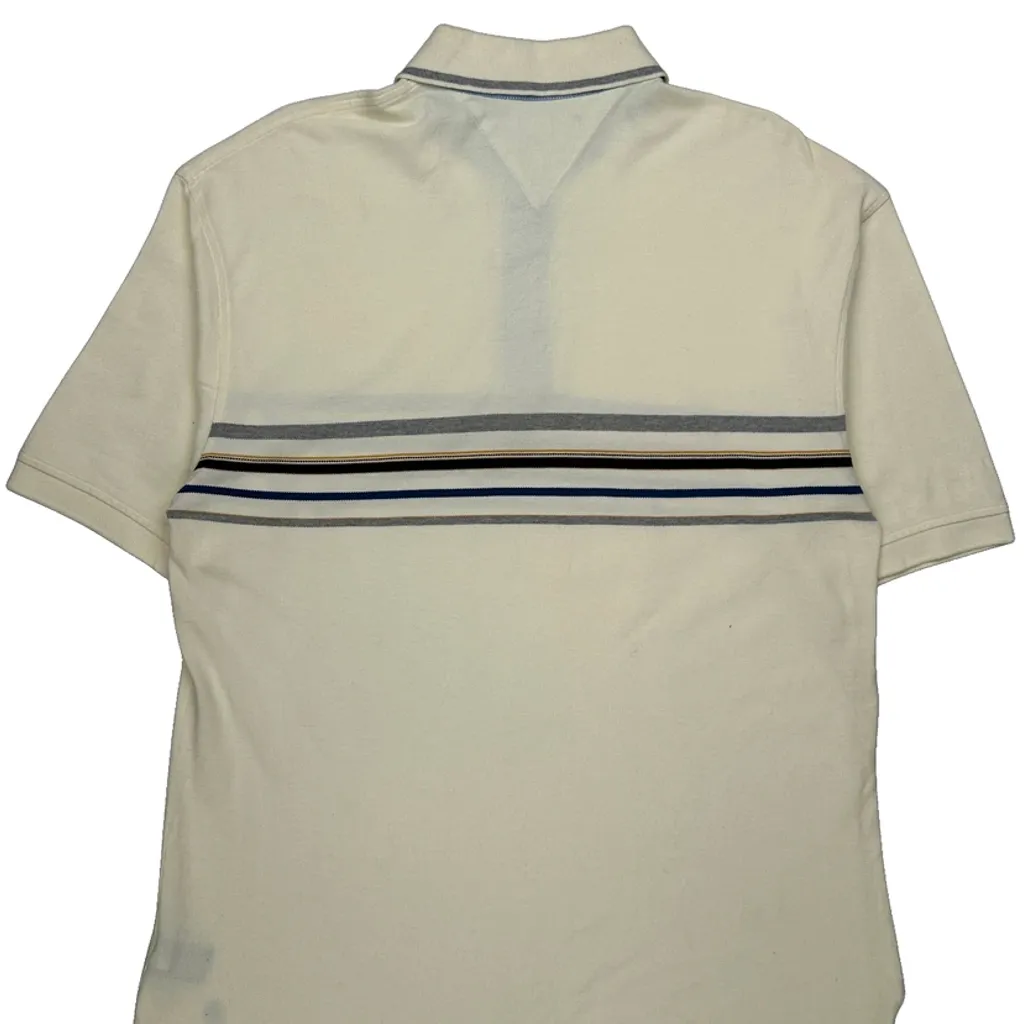 Tommy Hilfiger Striped Polo Shirt - XL Cream Cotton - Image 6