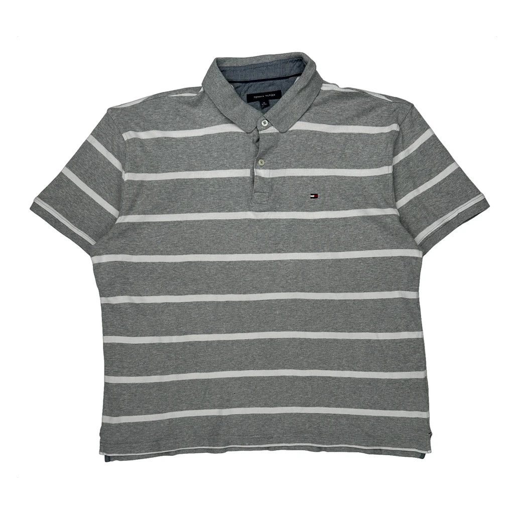 Tommy Hilfiger Striped Polo Shirt - XL Gray Cotton