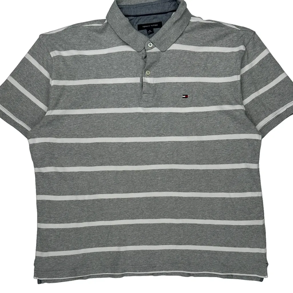Tommy Hilfiger Striped Polo Shirt - XL Gray Cotton - Image 5
