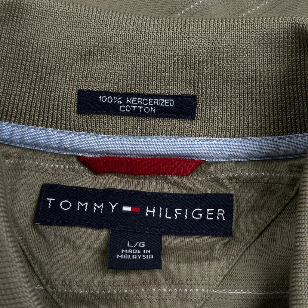 Tommy Hilfiger Striped Polo Shirt - Large Green Cotton - Image 3