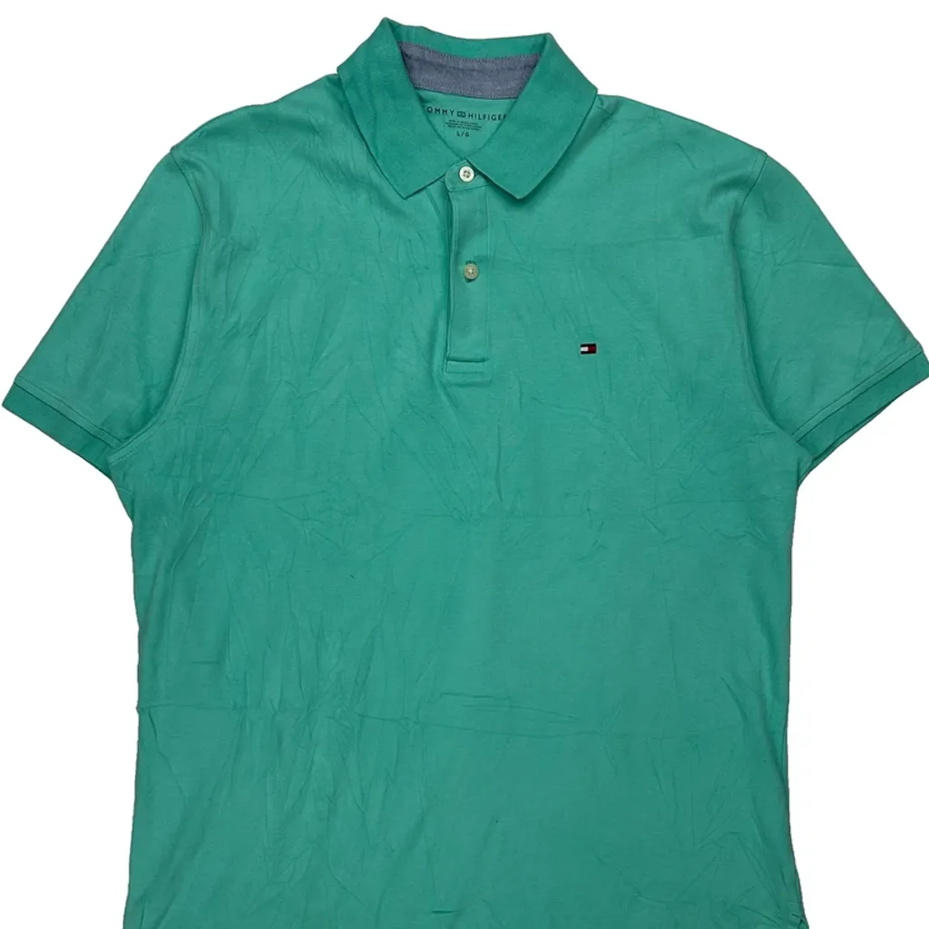 Tommy Hilfiger Polo Shirt - Large Green Cotton - Image 5