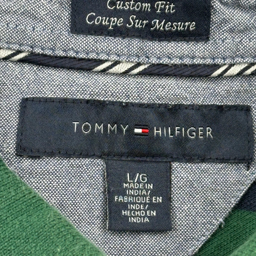 Tommy Hilfiger Striped Polo Shirt - Large Green Cotton - Image 3