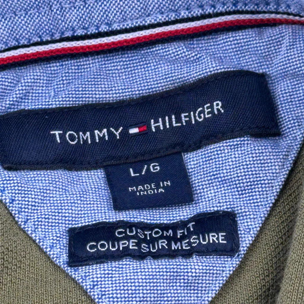 Tommy Hilfiger Polo Shirt - Large Green Cotton - Image 3