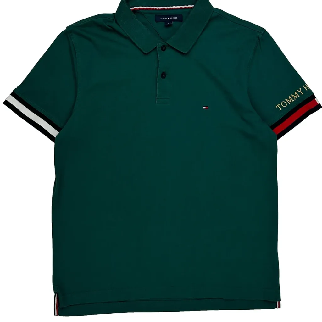 Tommy Hilfiger Polo Shirt - Medium Green Cotton - Image 4
