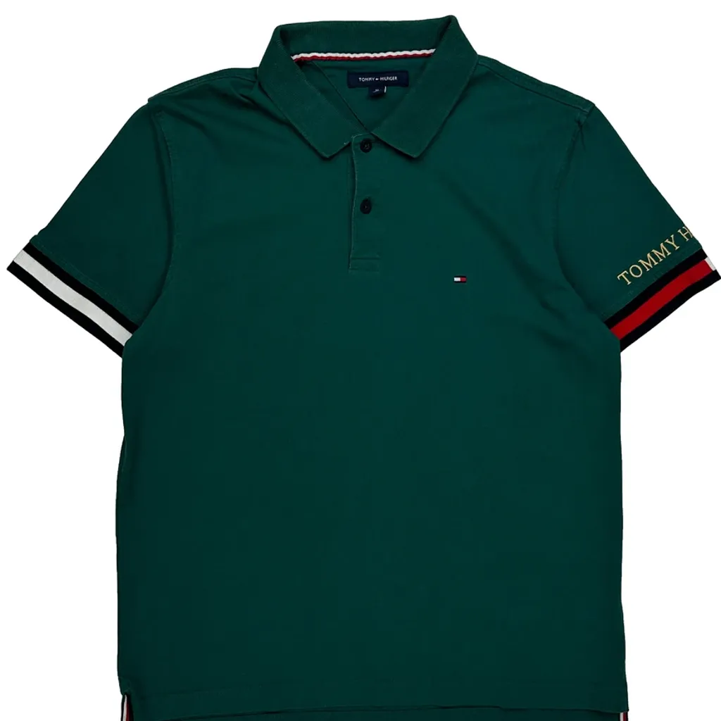 Tommy Hilfiger Polo Shirt - Medium Green Cotton - Image 5
