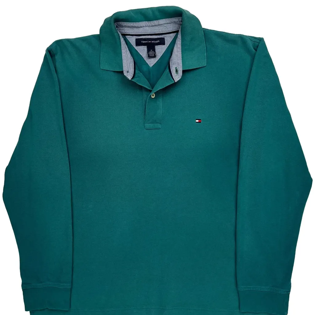 Tommy Hilfiger Polo Shirt - Medium Green Cotton - Image 5